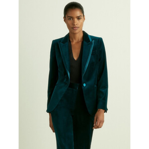 REISS PARISA Teal Velvet Single Breasted Suit Blazer